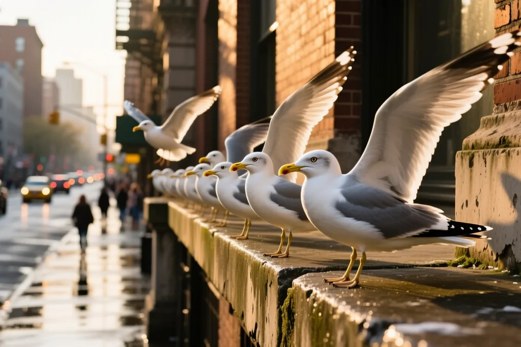 Pinchos y redes de disuasión para aves en un edificio