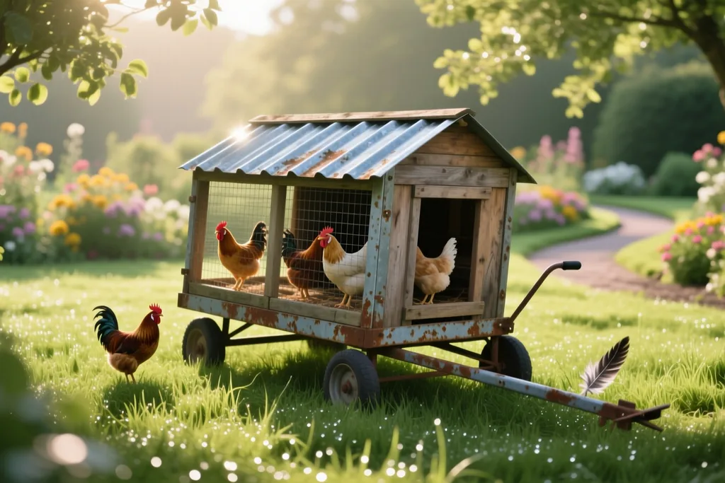 Interior de un gallinero con nidos y ponederos de madera